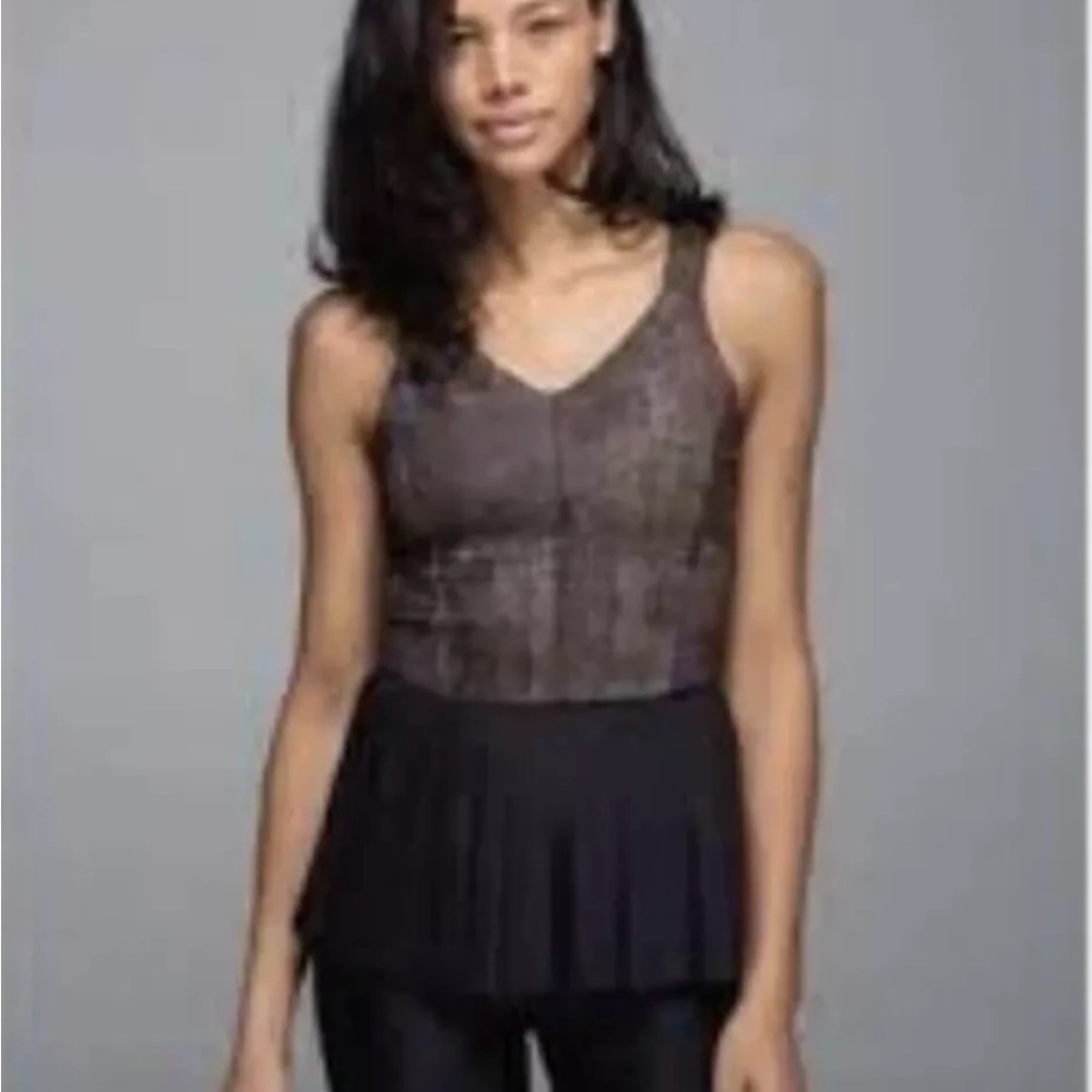 Lululemon Tank Top Mosaic Pleated Black Brown pickleball tennis yoga